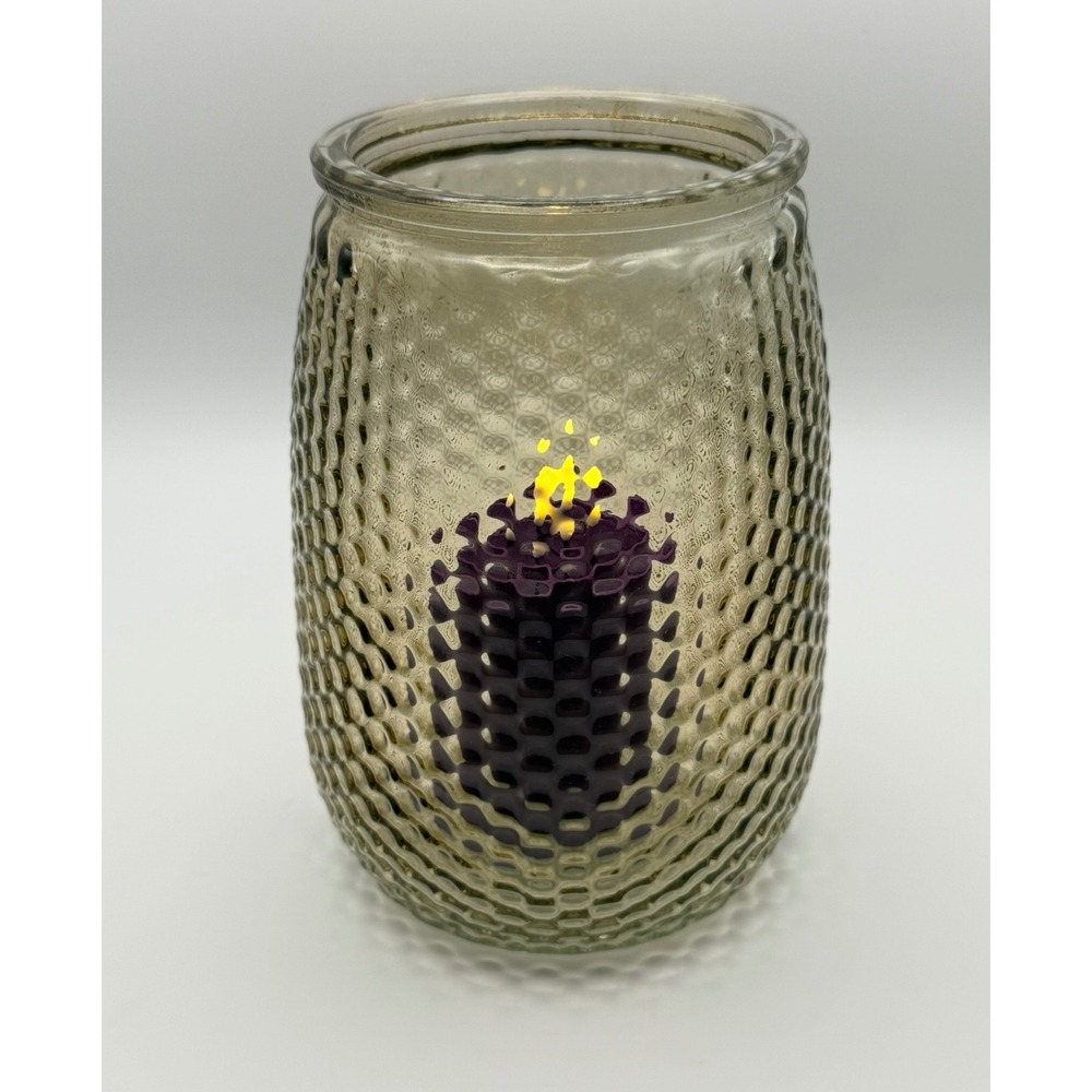 Smoky Grey Hobnail Glass Hurricane Candle Holder Textured Honeycomb Vase